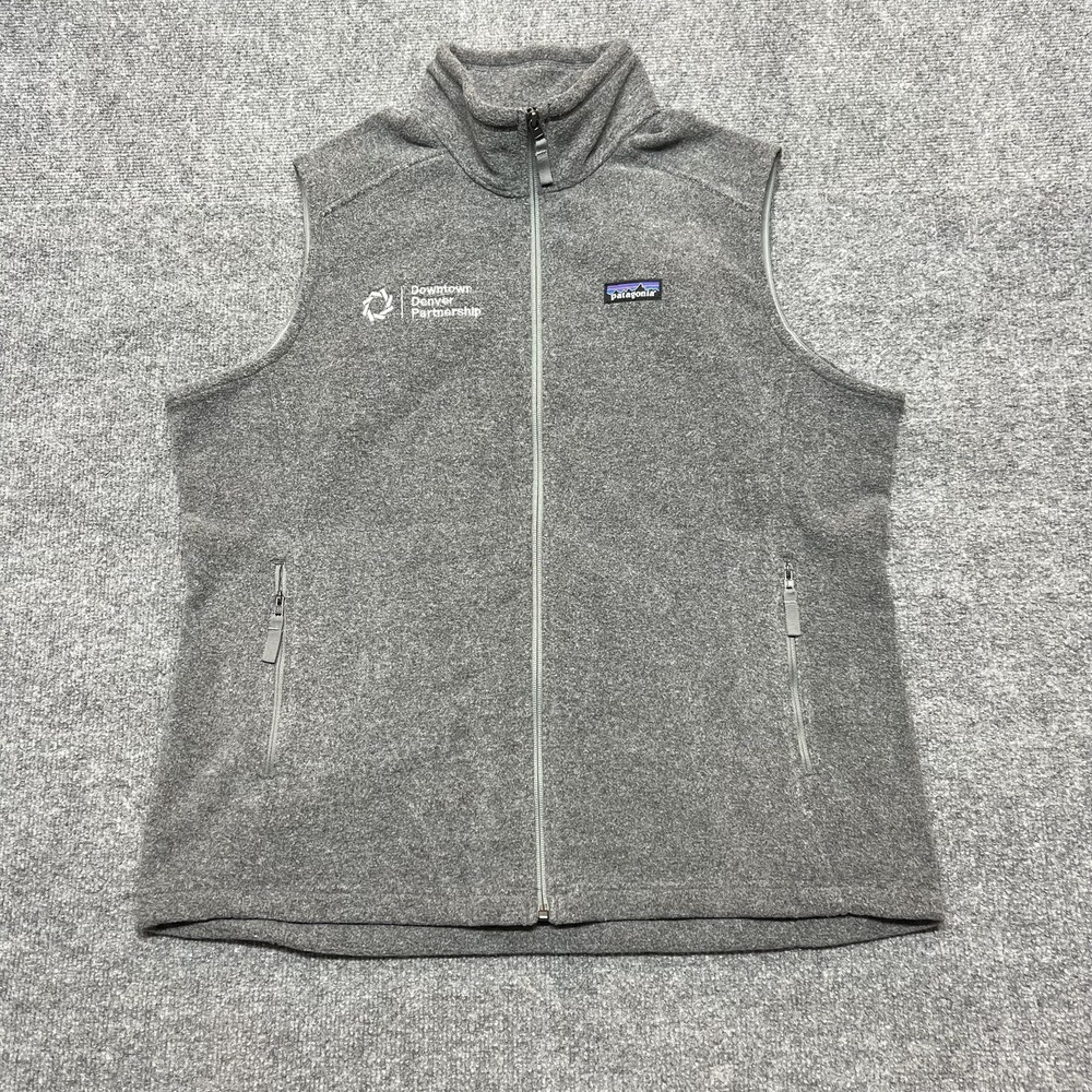 Patagonia Synchilla Vest Mens XL Gray Fleece Full Zip Denver Logo Outdoor Hiking